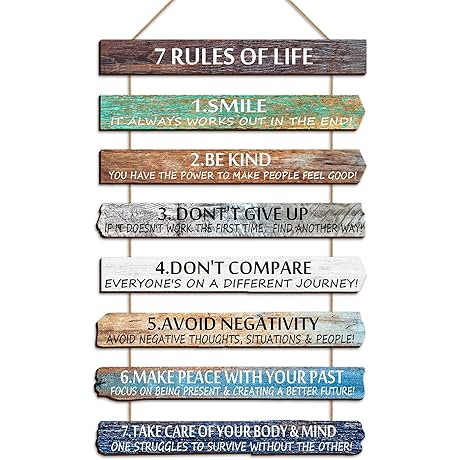 Yookeer Motivational Wall Art: 7 Rules of Life for a Fulfilling Existence