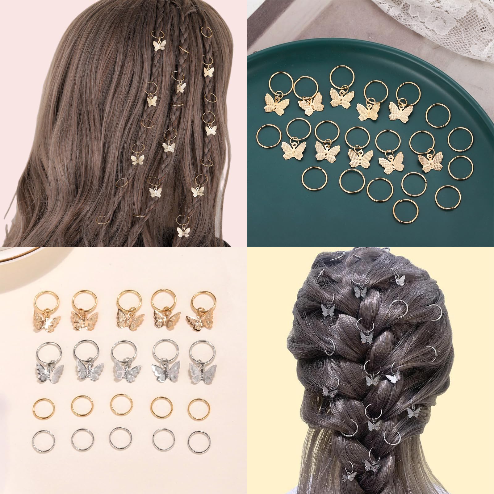 NBEADS 200 Perline Per Dreadlocks E Trecce - Legno Imitazione, 8 Stili, Foro Grande 5.5-8.5 Mm