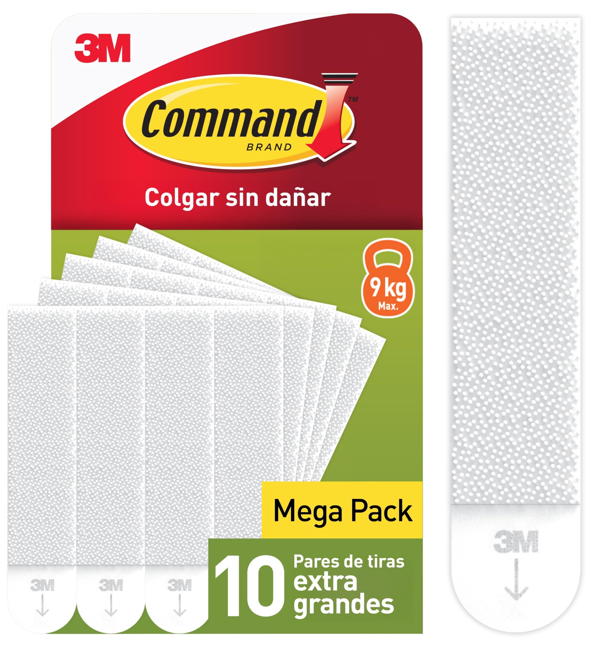 Command Tiras Adhesivas para Colgar Cuadros Extragrandes XL, 10 Pares (20 Tiras) Blancas – Para Marcos, Espejos y Adornos – Soporta Hasta 9 kg – Sin Agujeros ni Taladro en oferta en Amazon