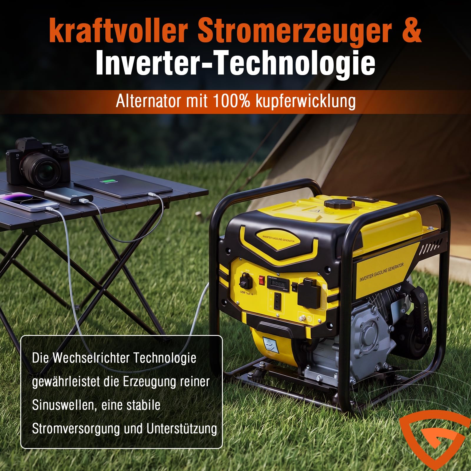 5100W Inverter Stromgenerator Benzin mit 230V Steckdosen & USB Offener Inverter Generator als Notstromaggregat hausversorgung, 4 Takt OHV Motor für Garage Werkstatt Baustelle