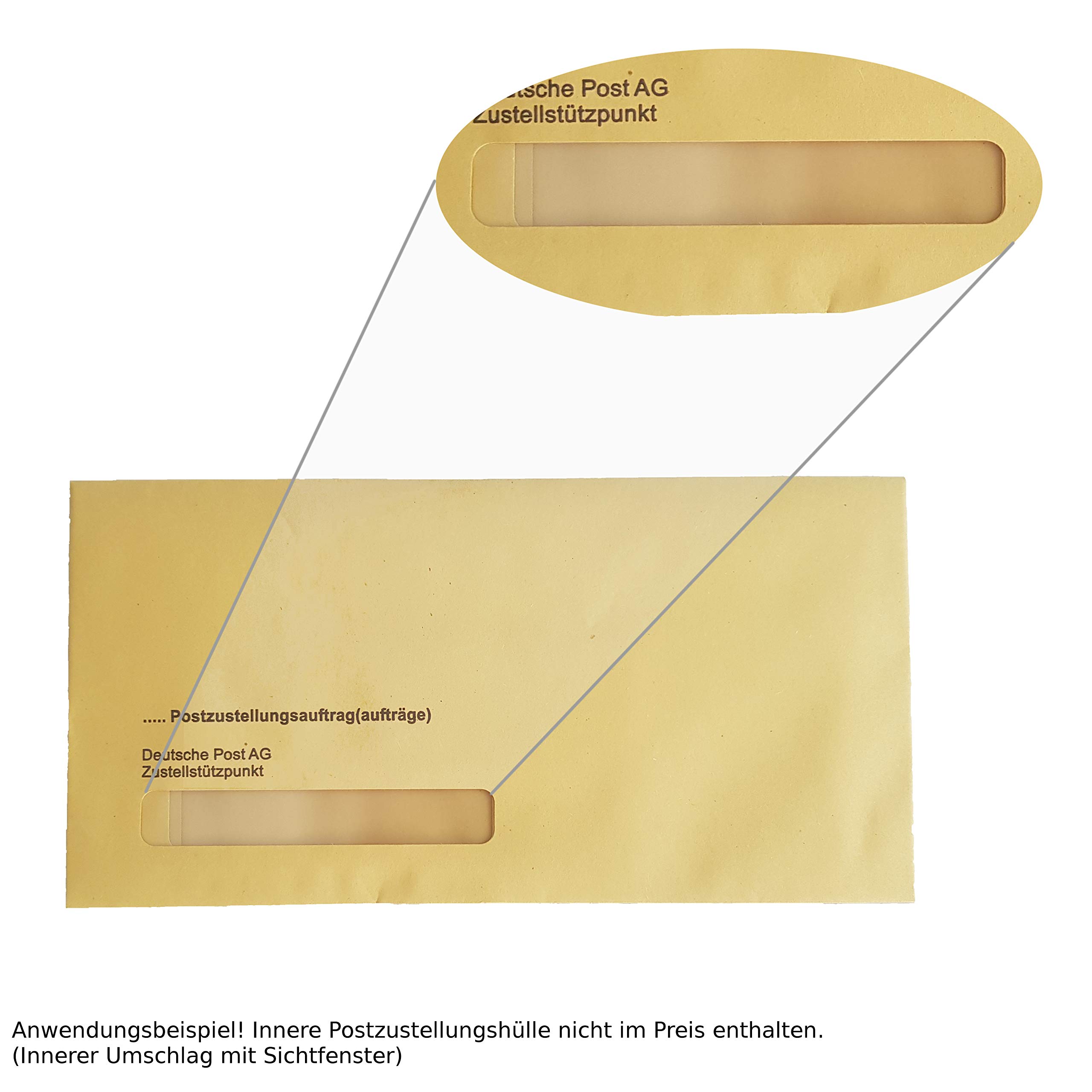 MASHPAPER äußere Postzustellungshüllen | gelb, mit Fenster | 125 x 235 mm