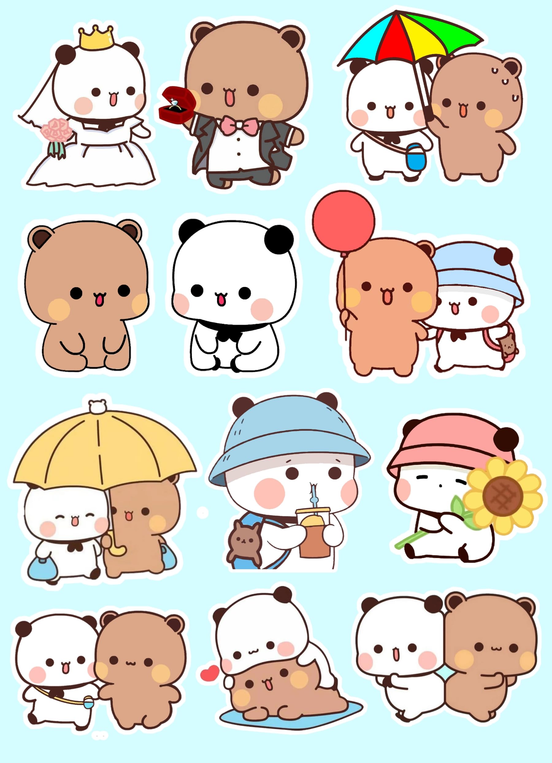 Peach goma Sticker Pack of 12 (3 inch) | bubu dudu or Cute Bear Panda Couple Wallpaper Stickers | Laminated Waterproof Stickers for Home Kids Room and Workplace (B0CTSBLXBD) Amazon Price History, Amazon Price Tracker