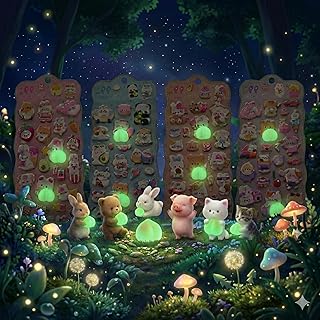 おしりぷにぷにシール かわいい ぷくぷく キャラクター 3D マシュマロ ふわふわ もちもち もっちりスクイーズ ステッカー シール帳 デコレーション (蓄光版4SET)