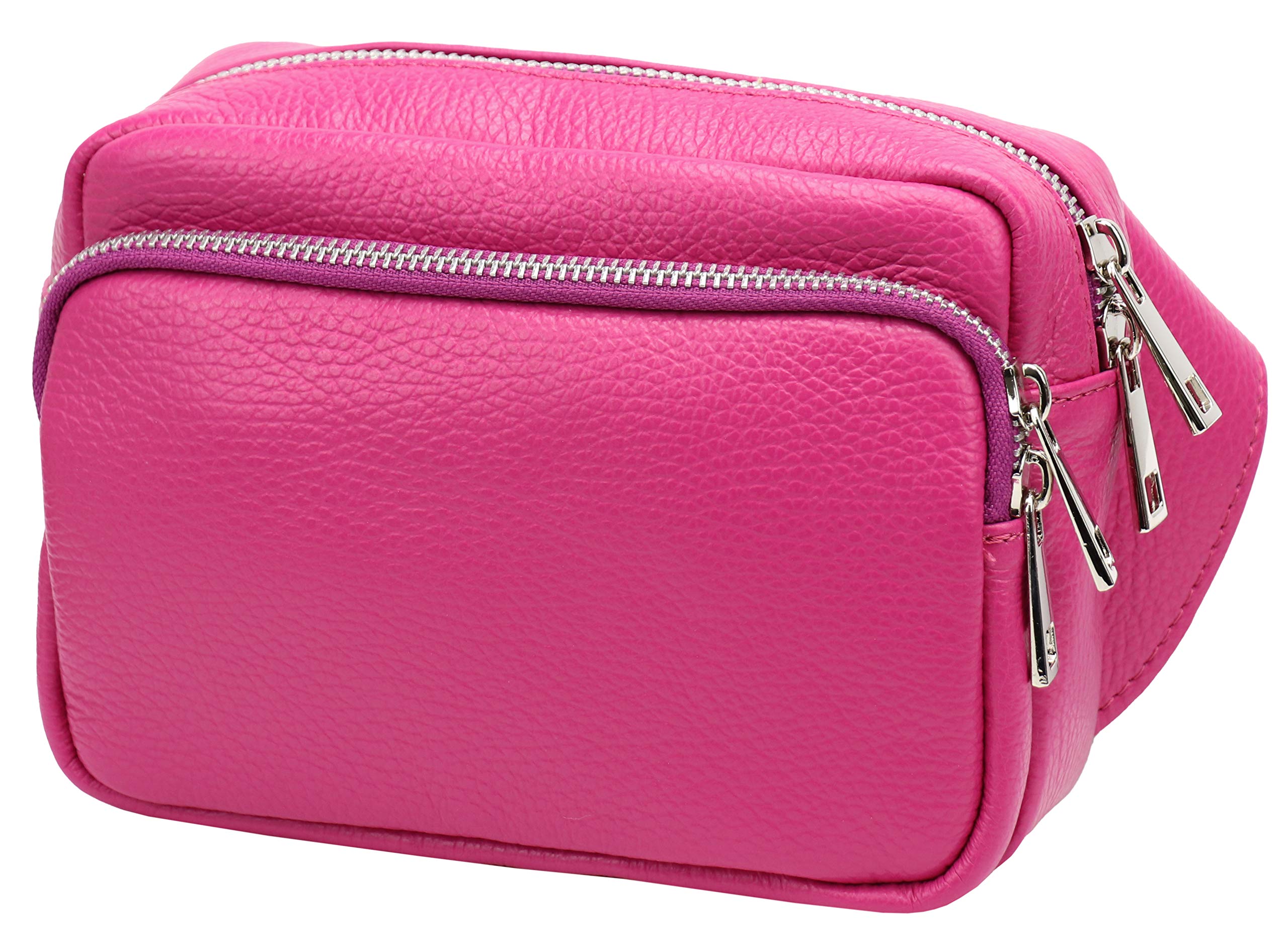 SH Leder Jisoo G412 Torba biodrowa z prawdziwej skóry dla kobiet mężczyzn unisex torba na pasek na festiwal podróż nerka średnia torba crossbody damska skórzana torba 18 x 13 cm, różowa, M