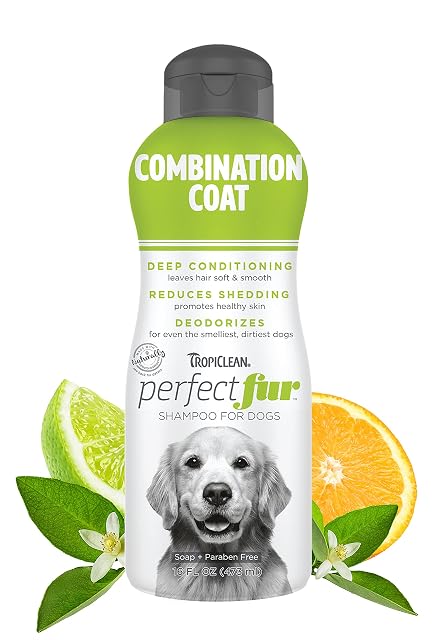 TropiClean PerfectFur Combination Coat Shampoo for Dogs, 16oz - Made in USA