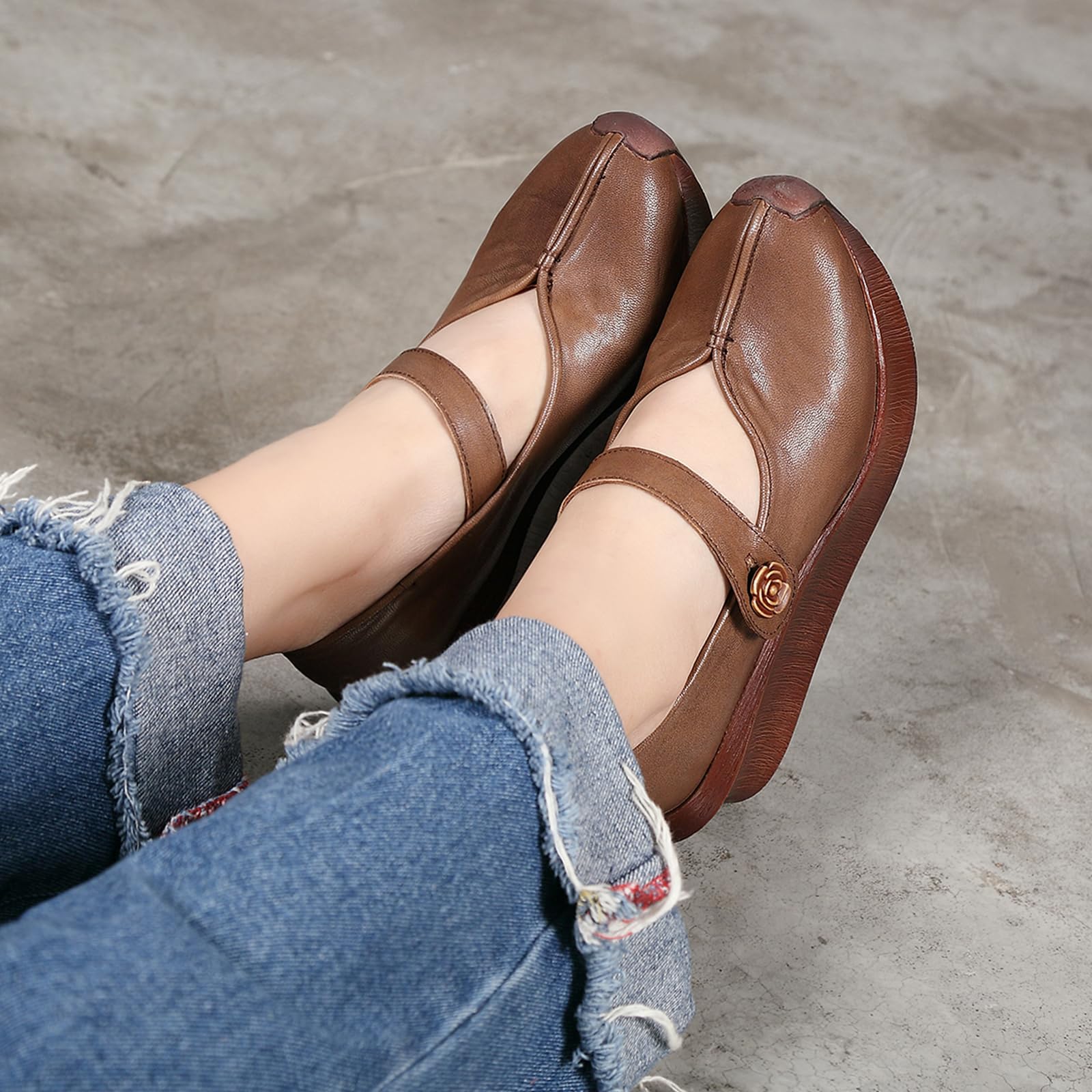 Zapatos Mary Jane Cuero Mujer Casual cuña | viajes de vacaciones, paseos campestres, ocasiones de compras, conjuntos diarios, forma de punta clásica