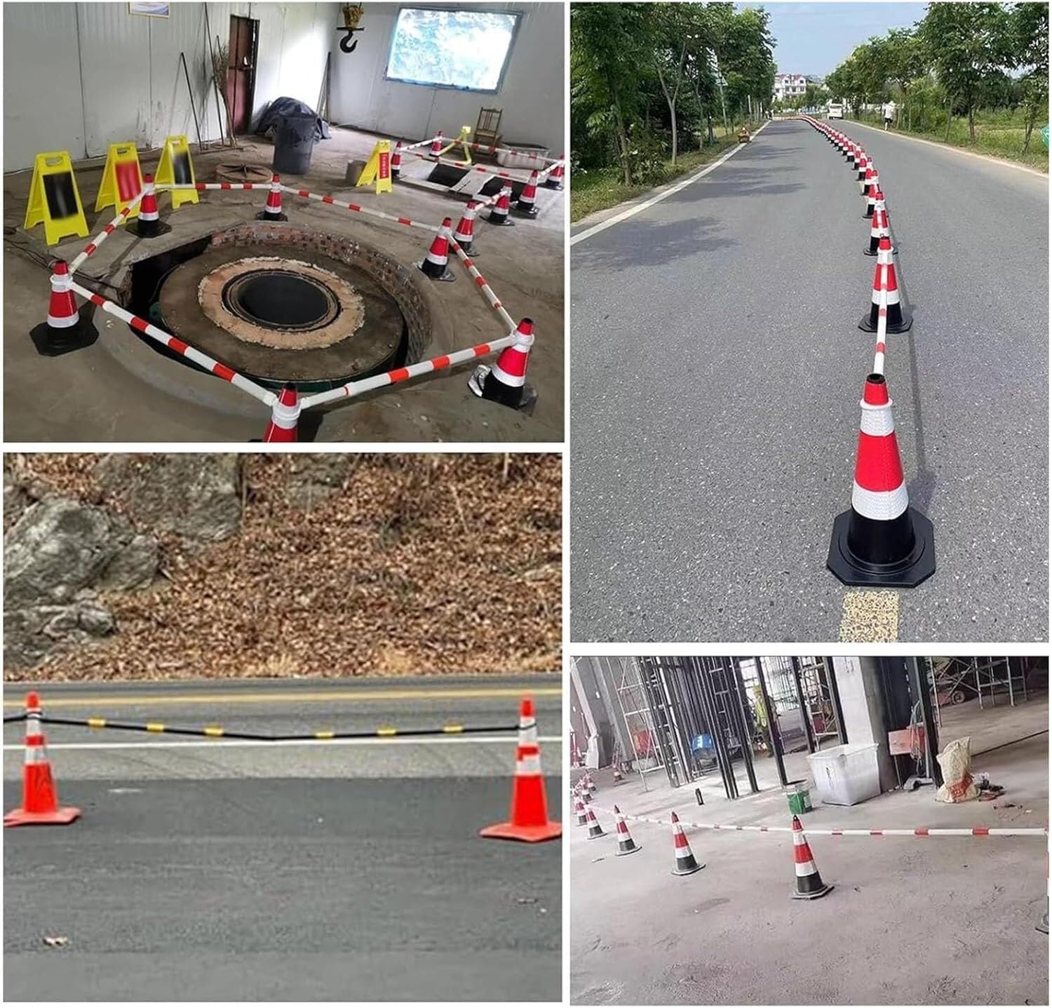 Paquete de 6 Conos de tráfico retráctiles de 1,2 a 2,1 m con Cinta Reflectante - Ideales para estacionamiento, construcción de Carreteras y barreras de Seguridad (Y/25pcs