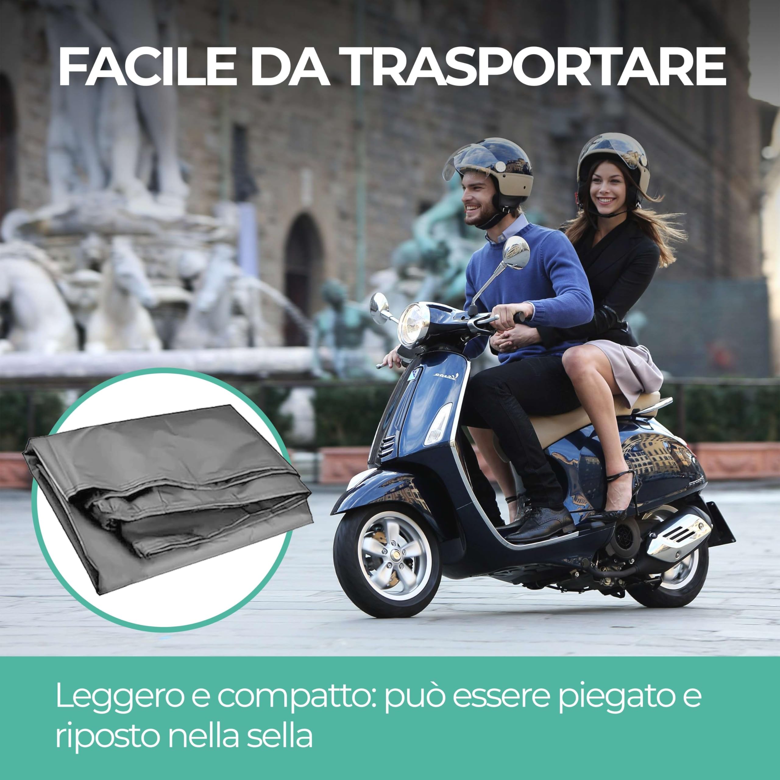 Telo Moto Impermeabile 230x130 cm 200 Grammi Antipioggia Coprimoto Scooter Grigio