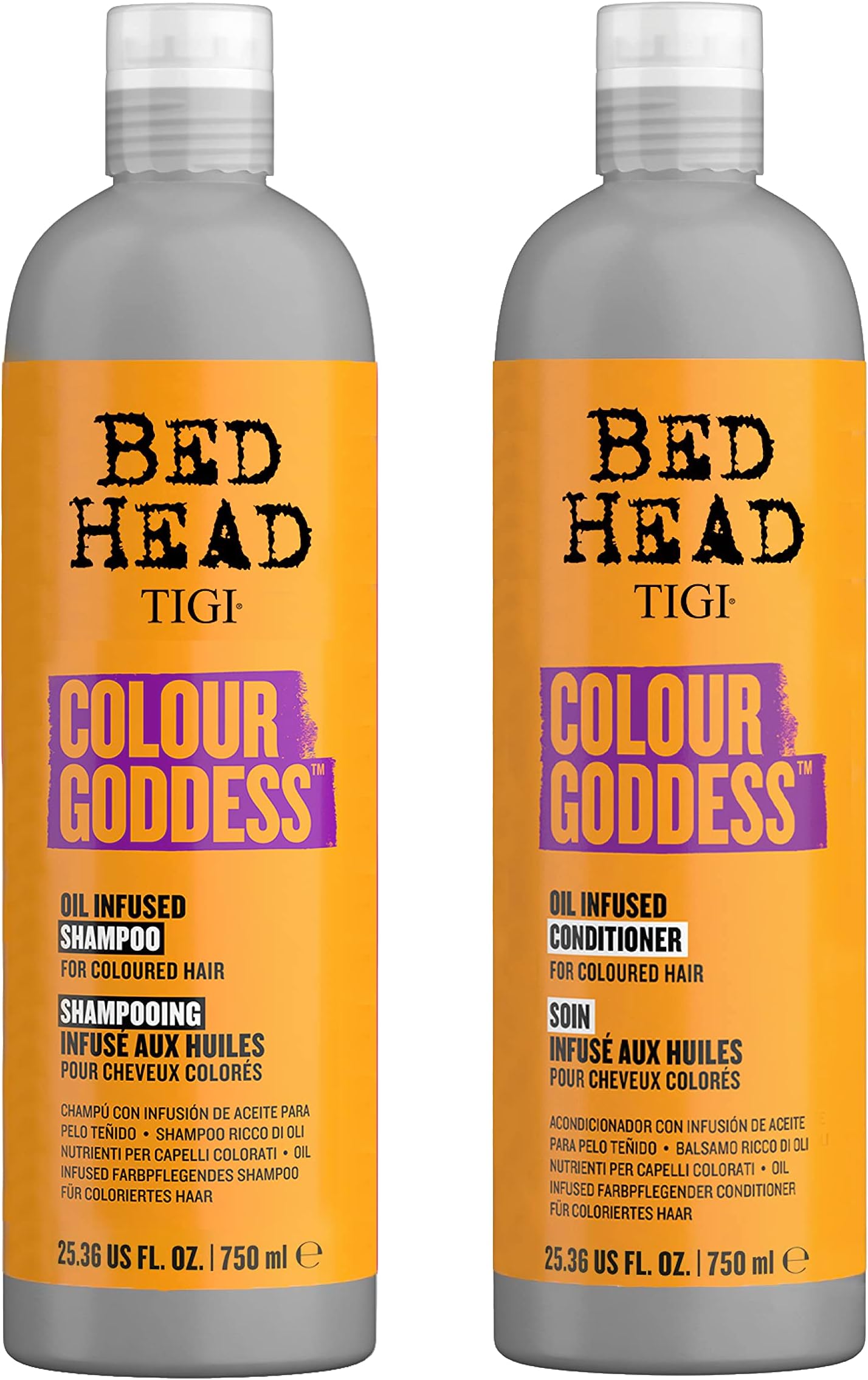 TIGI Bed Head Moisturizing Shampoo and Conditioner Set for dyed hair, Colour Goddess with Sweet Almond & Coconut Oils, 25.36 fl oz, 2 Pack