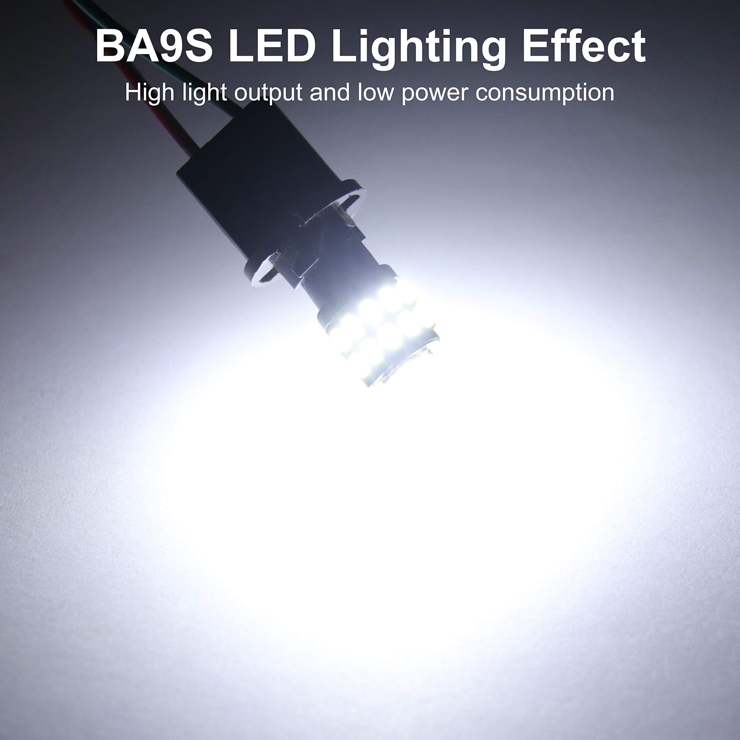 QAUBEN BA9S BA9 12146 1445 1705 White LED Light 12V-24V 30 SMD 3014 Chipset Car Interior Replacement 6253 64111 Bulb for Map Dome Courtesy Trunk License Plate Glove Box Side Marker Light (4pcs)