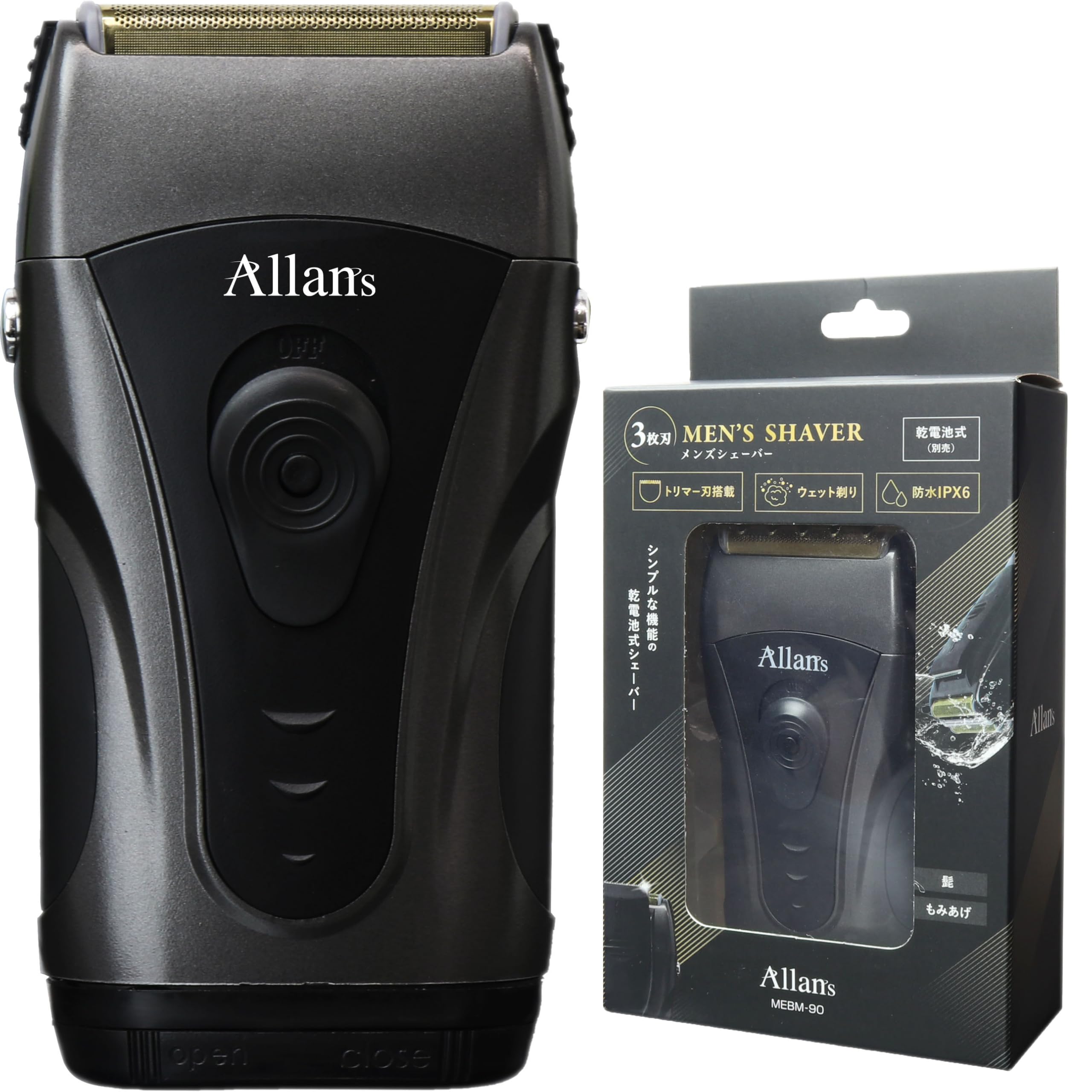 Estale 電動ひげ剃り 3枚刃メンズ シェーバー 便利 シンプル 携帯 コンパクト 乾電池式 防水性能IPX6 ウェット剃り対応 旅行 出張 海外