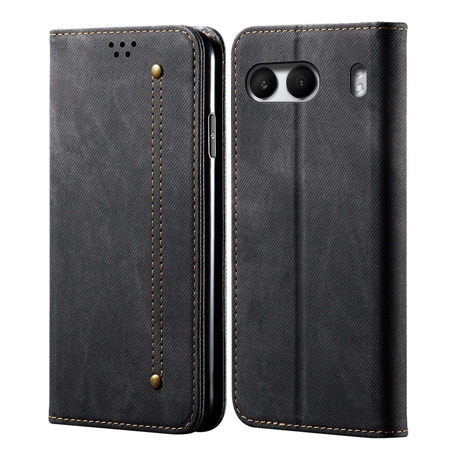 Cubix® Denim Flip Cover for OnePlus Nord 4 Case Luxury Slim Wallet Folio Case Magnetic Closure Cover (Black) (B0D9VVP2FS) Amazon Price History, Amazon Price Tracker