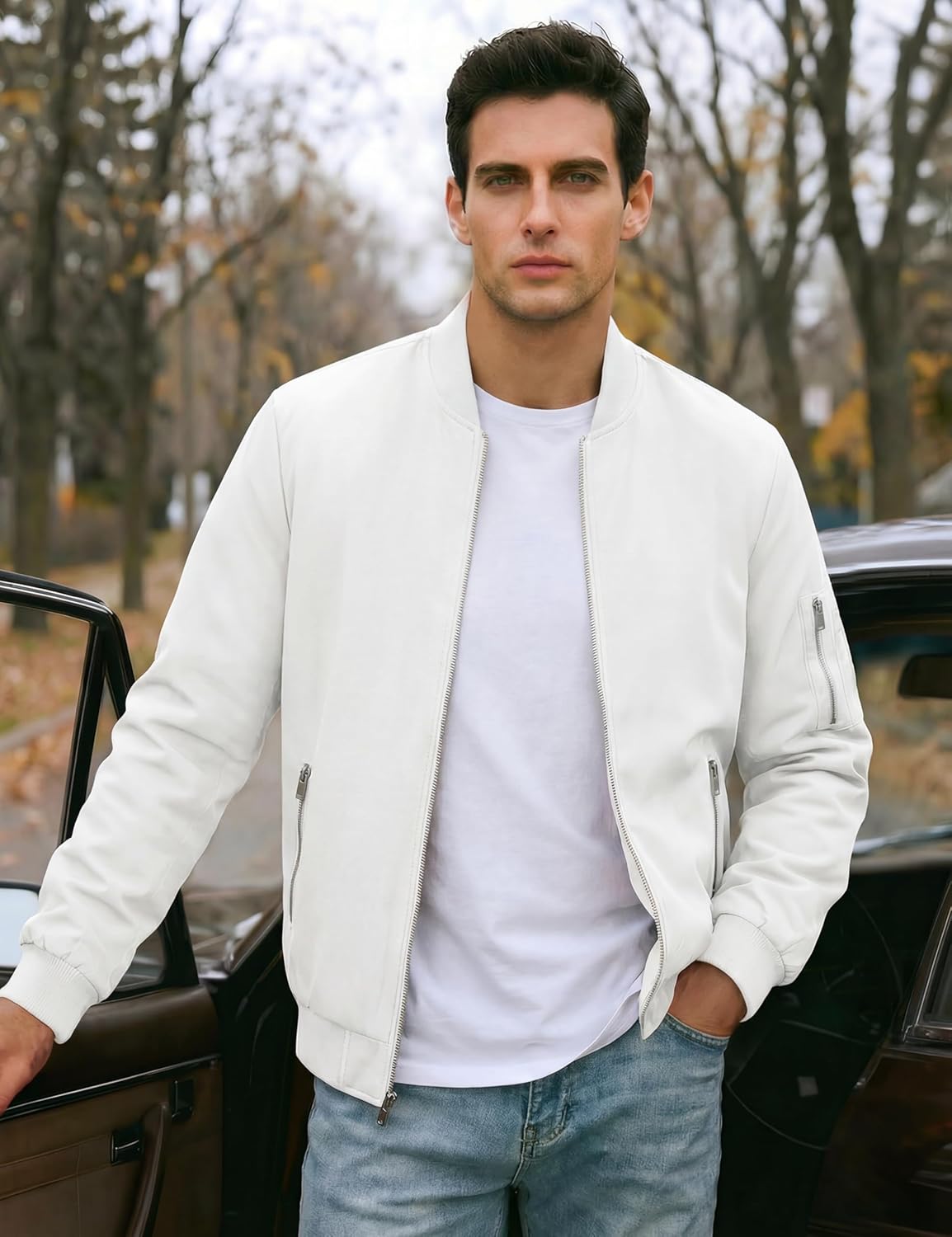 TACVASEN Men's Bomber Jacket Lightweight Casual Spring Fall Windbreaker Zip Up Coat with Pocket - Image 2