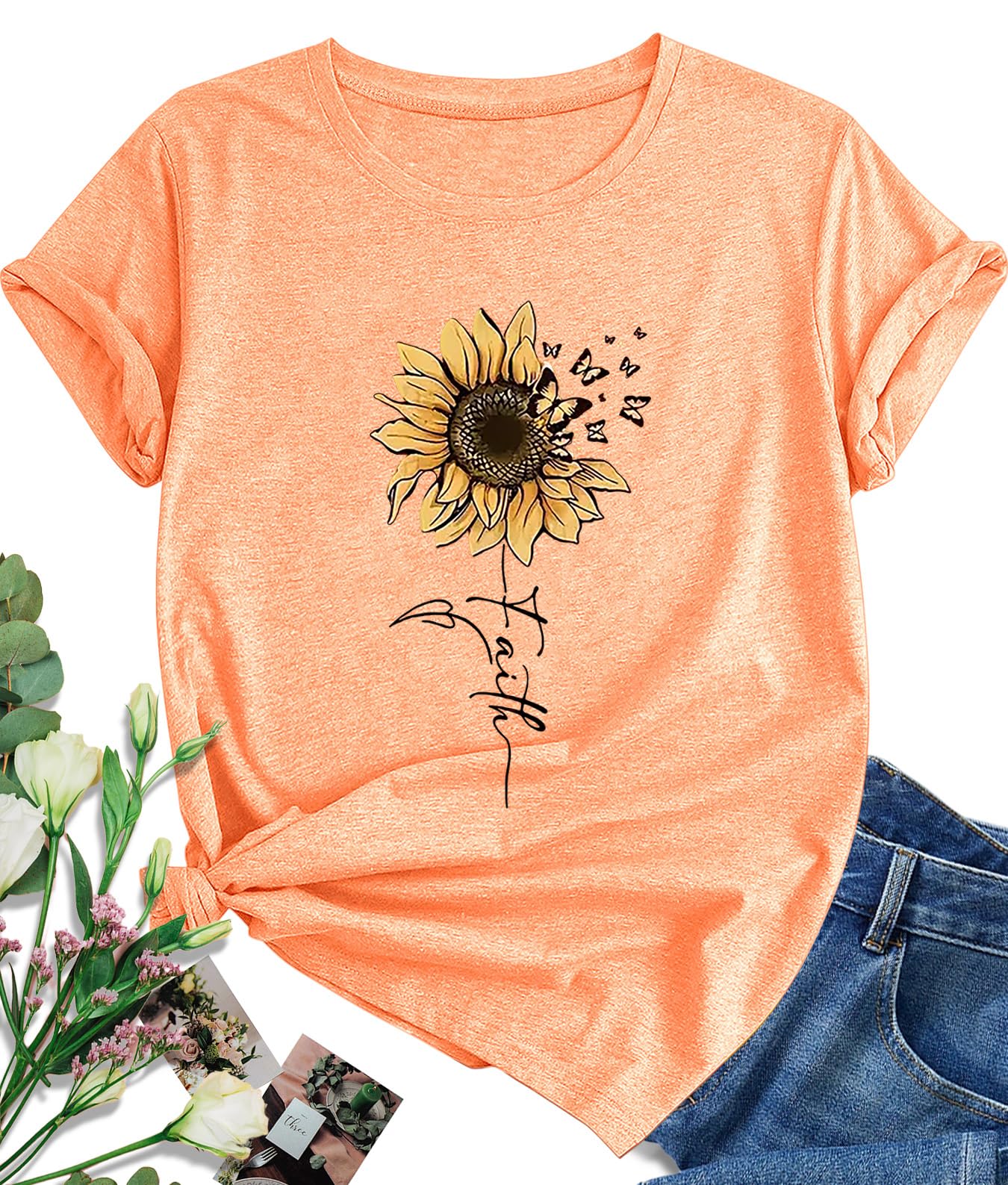 EUOW Tshirts for Womens Graphic Summer Tees Short Sleeve Loose Fit Trendy Tops