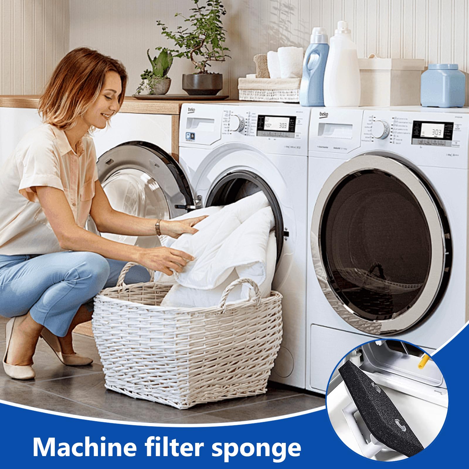 Zestaw 4 filtrów do suszarki 9164761 do serii Miele T1 z pompą ciepła – filtr do suszarki Miele T1 – 207 × 155 × 30 mm – filtr do suszarki Miele – kompatybilny z suszarkami Miele T1 z pompą ciepła