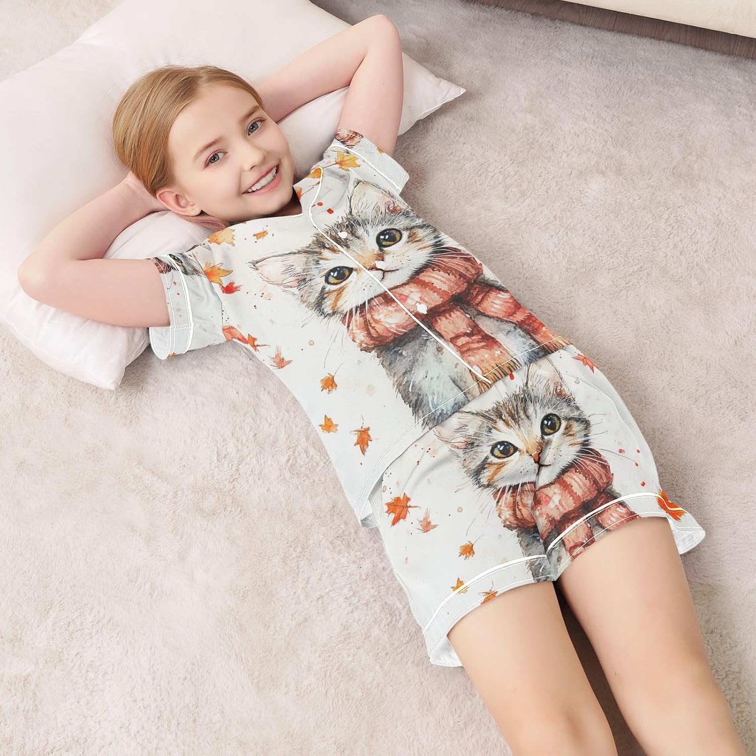 Silk Pajamas Sets Soft Satin 2 Piece Pjs Set Short Sleeve Sleepwear Nightwear