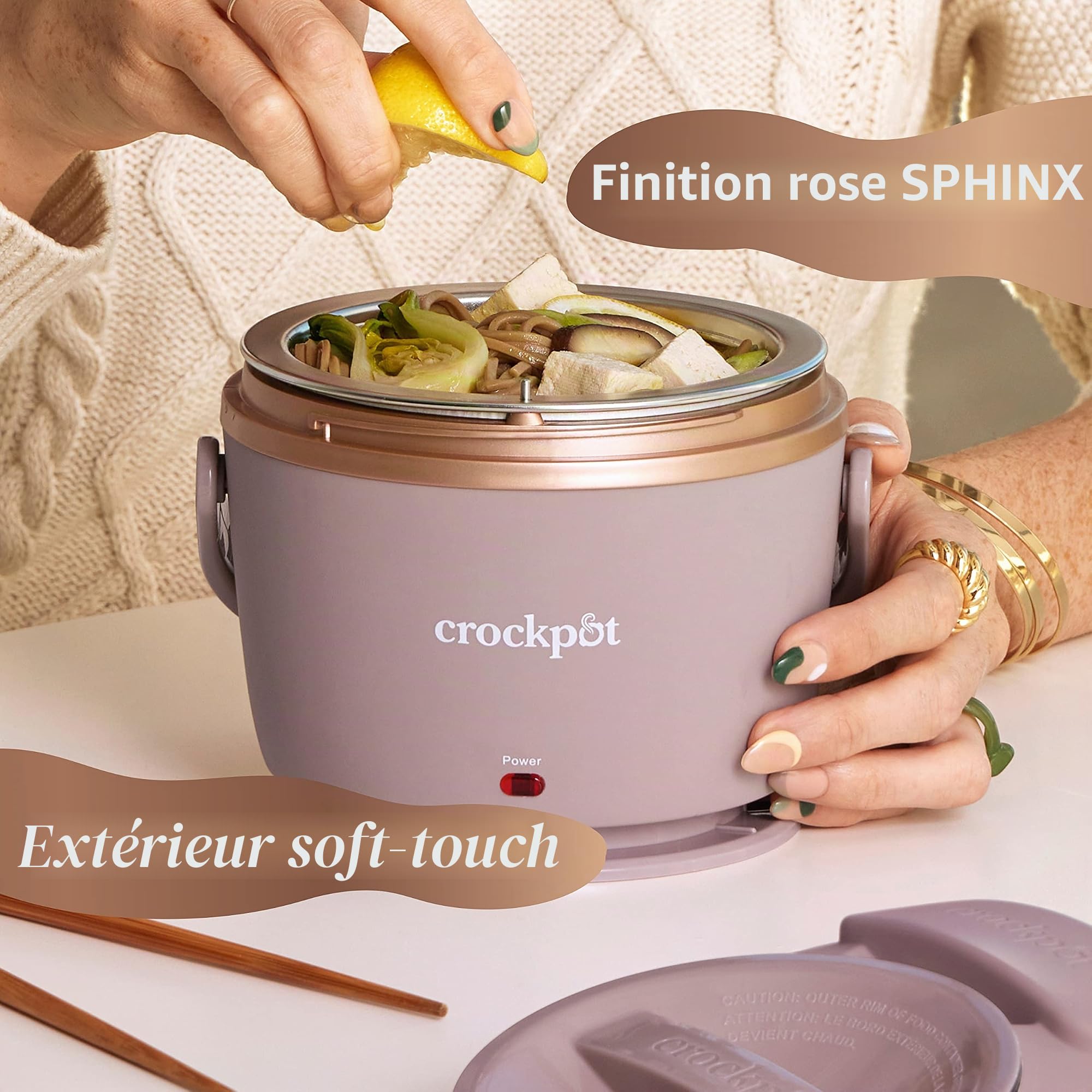Crockpot Electric Lunch Box, Portable Food Warmer for Travel, Car, On-the-Go, 20-Ounce, Blush Pink