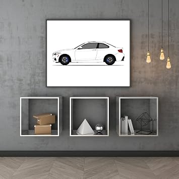 Custom Car Posters CUSTOMIZABLE COLOR Handmade Poster compatible with BMW M240i (2018-2021) (Side Profile) Print Wall Art Decor - 8x10 Satin Print (Unframed)