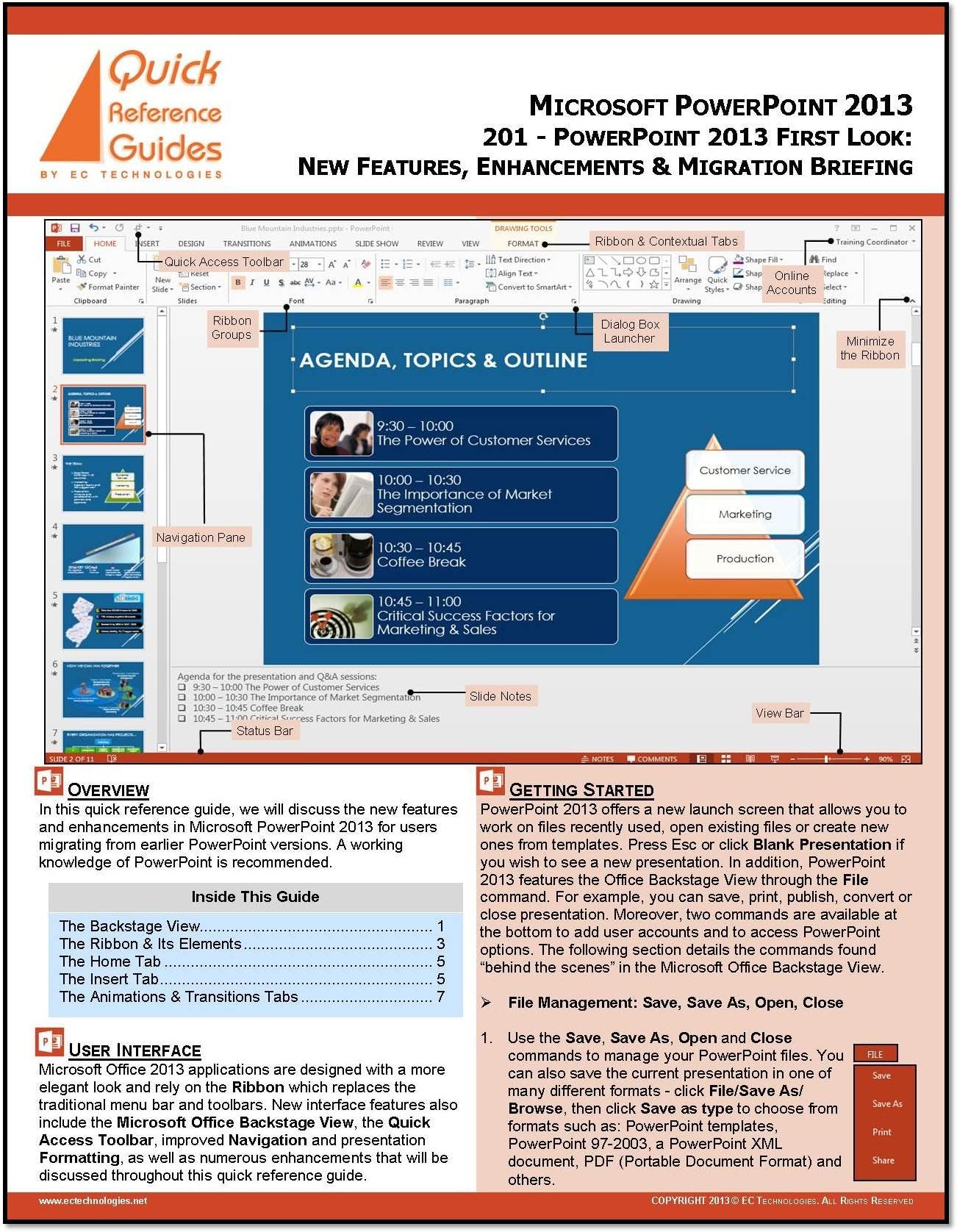 Microsoft PowerPoint 2013 First Look Quick Reference Guide (Cheat Sheet): Introduction to New Features, Enhancements & Migration Briefing (Basics & Beyond Quick Reference Series)