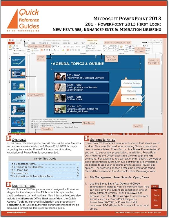 Microsoft Powerpoint 2013 First Look Quick Reference Card Cheat Sheet ...