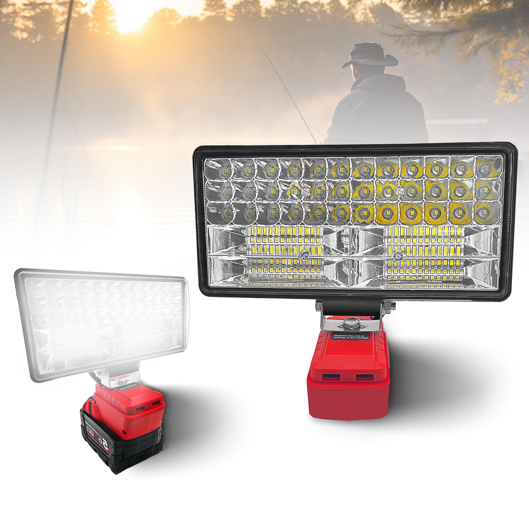 Cordless LED Work Light for Milwaukee 18V Battery (Not Included Batteries), Portable Flashlight Spotlight Jobsite Light, 90W Lamp with USB Charger Port for Repairing, Camping, Emergency, Workshop