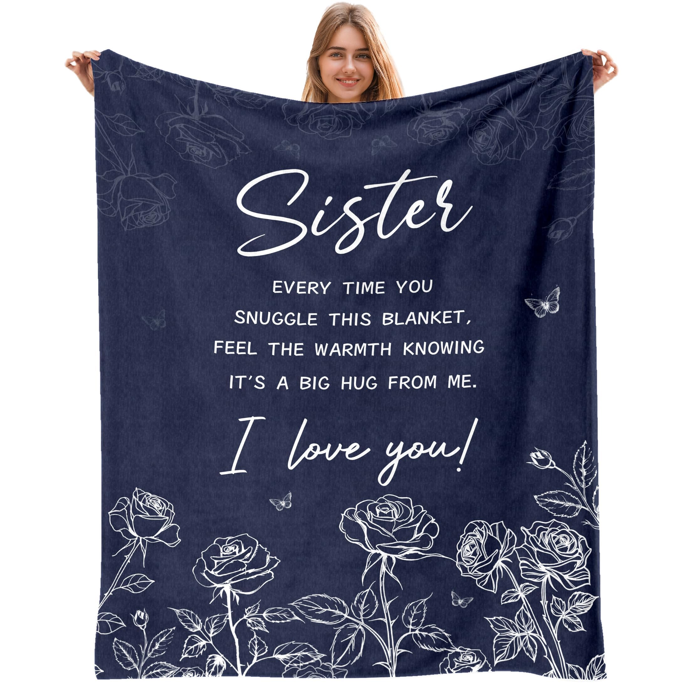 Sister Gifts Blanket, Sisters Gift from Sis, Sister Birthday Gifts, Gift for Adult Sisters on Mothers Day Christmas, to My Sis Soft Throw Blanket 50" x 60"