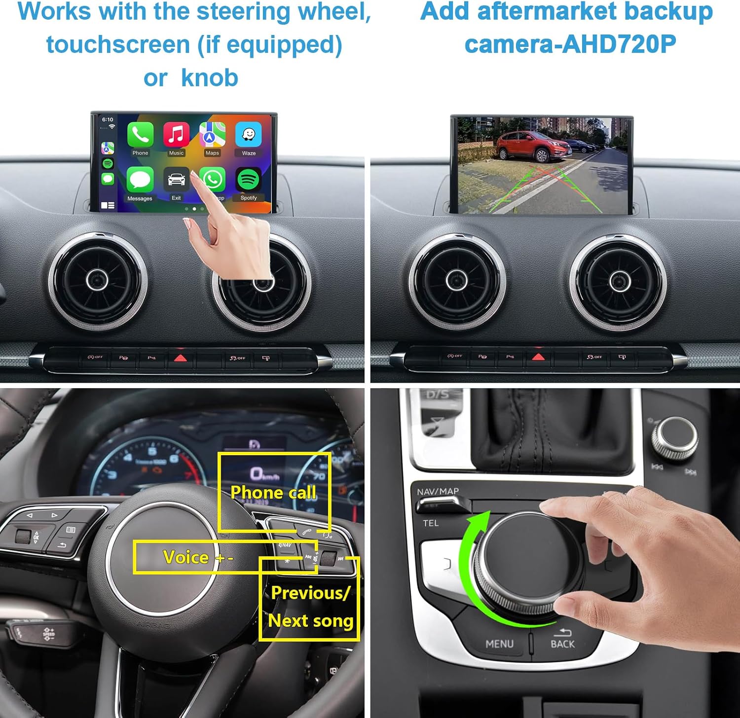 Wireless CarPlay & Android Auto Interface for Audi A3/S3 8V (2013-2020), Q2 (2018-2024), A4/A5/Q5/S4/S5/SQ5 (2017-2019), Q7 (2016-2018) – Retrofit Kit with Free Radio Removal Tool Included