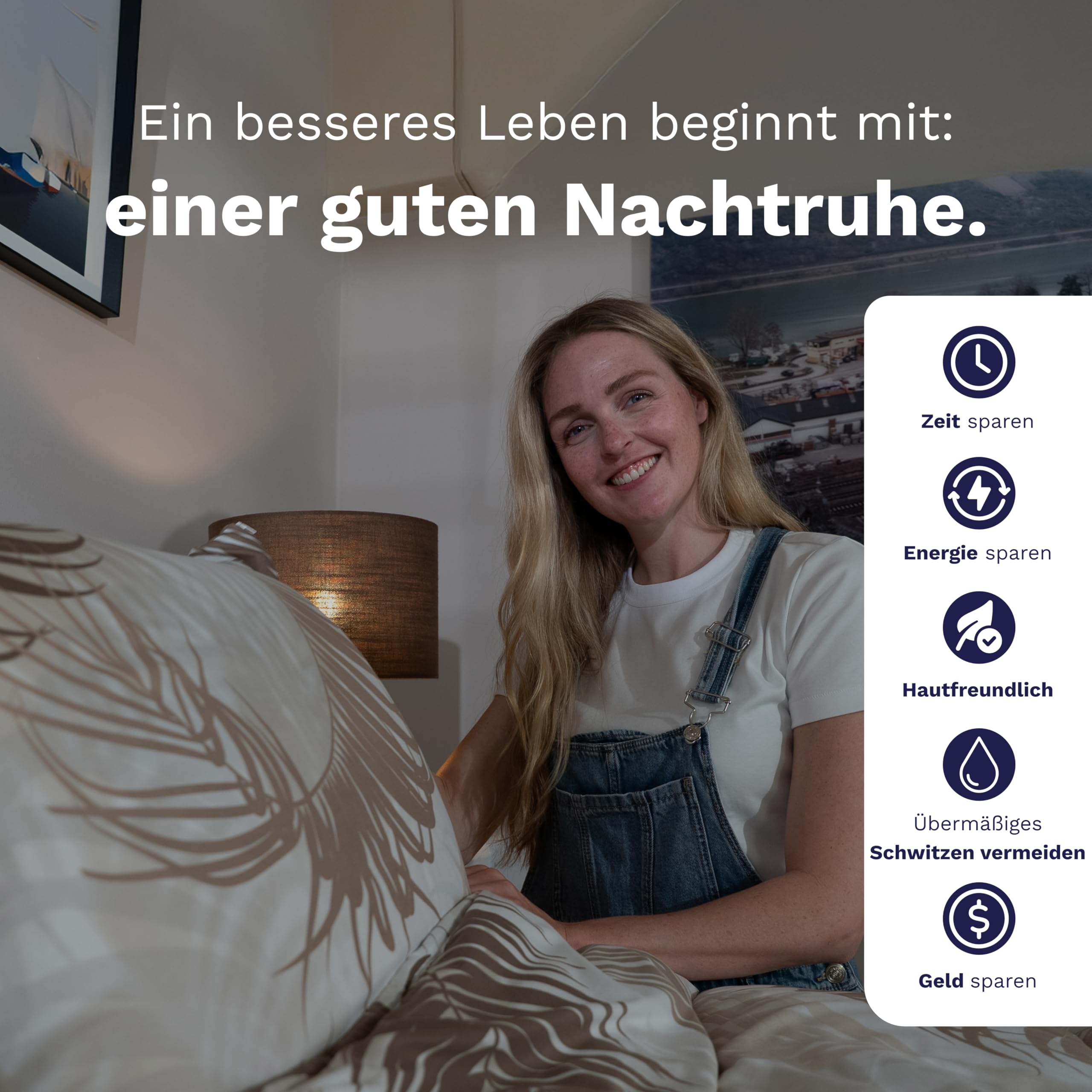 Zelesta Royalbed Ganzjahresdecke 2-in-1 mit integriertem Bezug - maschinenwaschbar - hypoallergen & leicht 300 g/m² Füllung - Zweiseitiges Design - Kein separater Bettbezug erforderlich