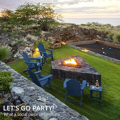 Miniatura 6 de LUE BONA - Juego de 2 sillas plegables Adirondack, azul marino HDPS, resistentes a la intemperie, sillas de patio para brasero, modernas sillas de