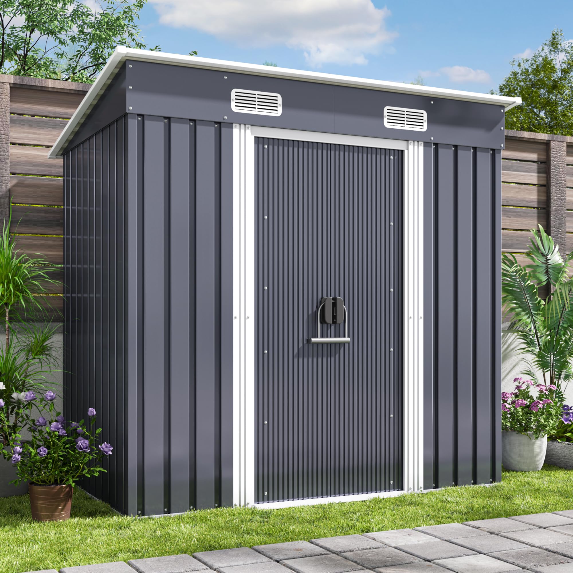 Xbro Casetta da Giardino in Metallo 2.11m² con Tetto Spiovente e Porta Scorrevole 183x109x182 cm