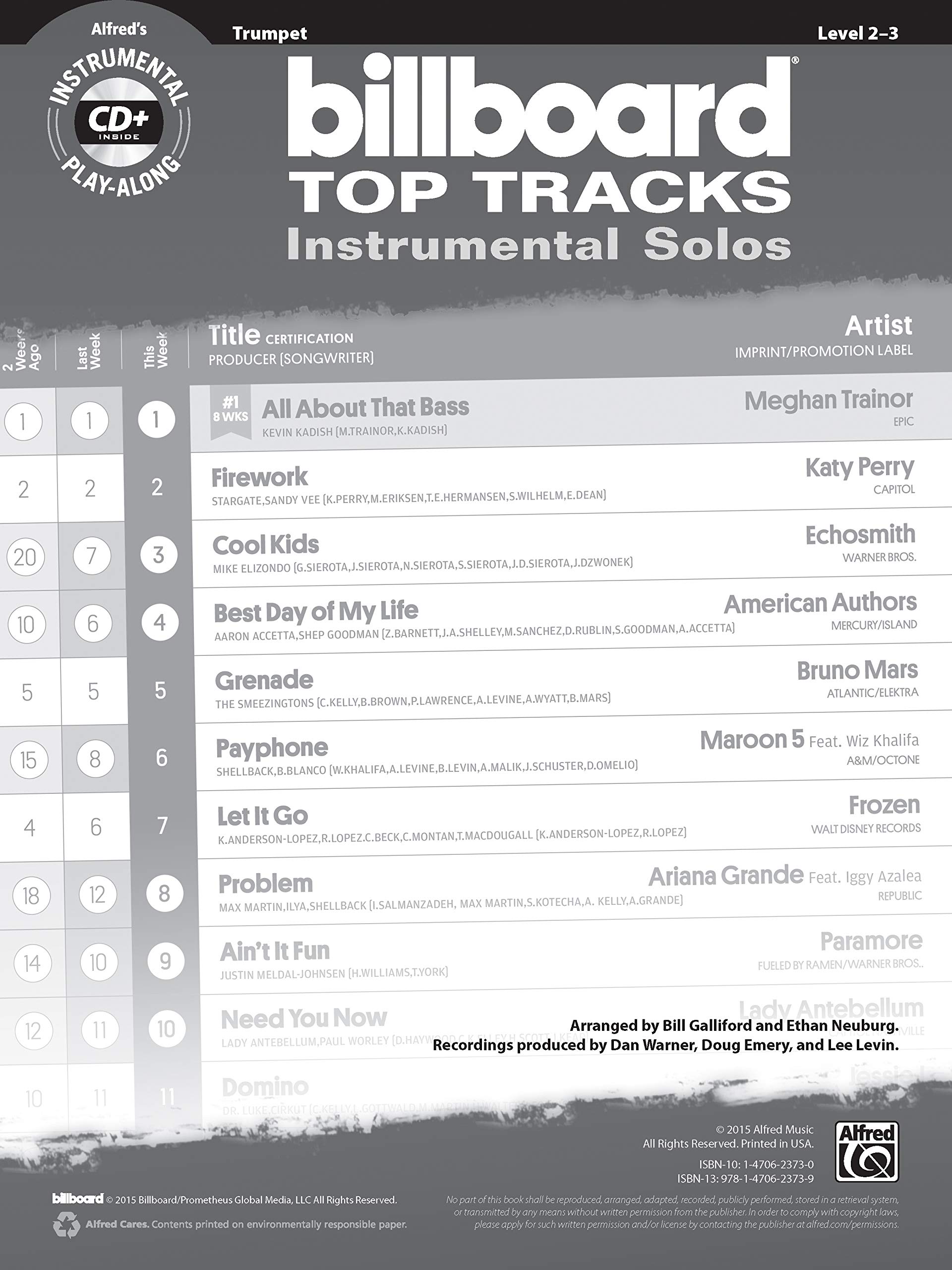 Billboard Top Tracks Instrumental Solos: Trumpet, Book & CD