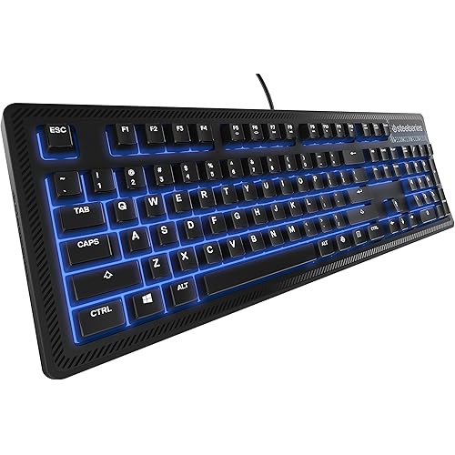 SteelSeries Apex 100 Gaming Keyboard - Tactile & Silent - Blue LED Backlit - Splash Resistant - Media Controls (Renewed)