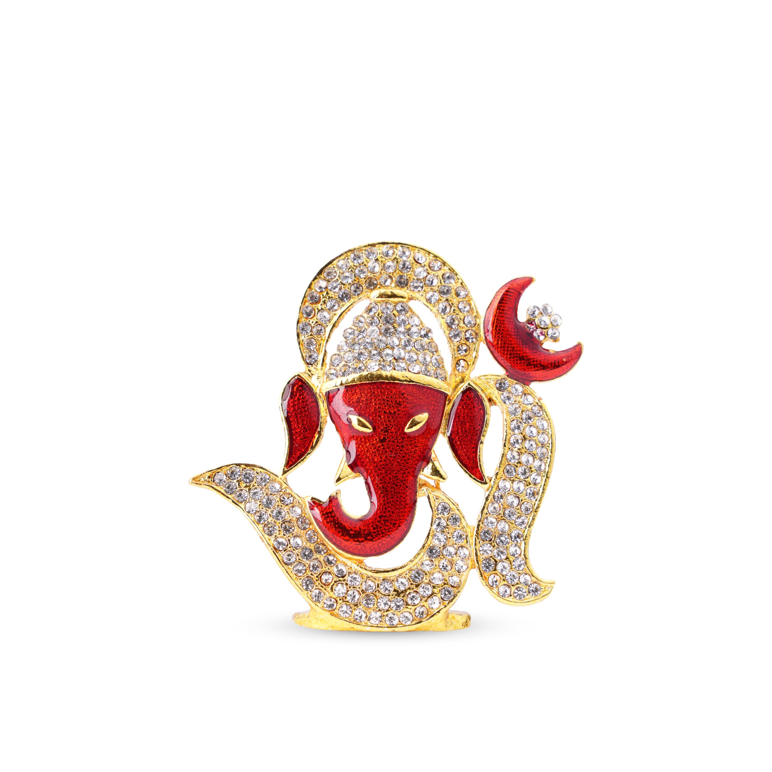 NEETU ARTS OM Design Ganesha Ganpati Stone Idol | God Bhagwan Murthi for Car Dashboard Home Office & Diwali Decor | Spiritual Desk & Pooja Accent | 6.5 CM, Gold