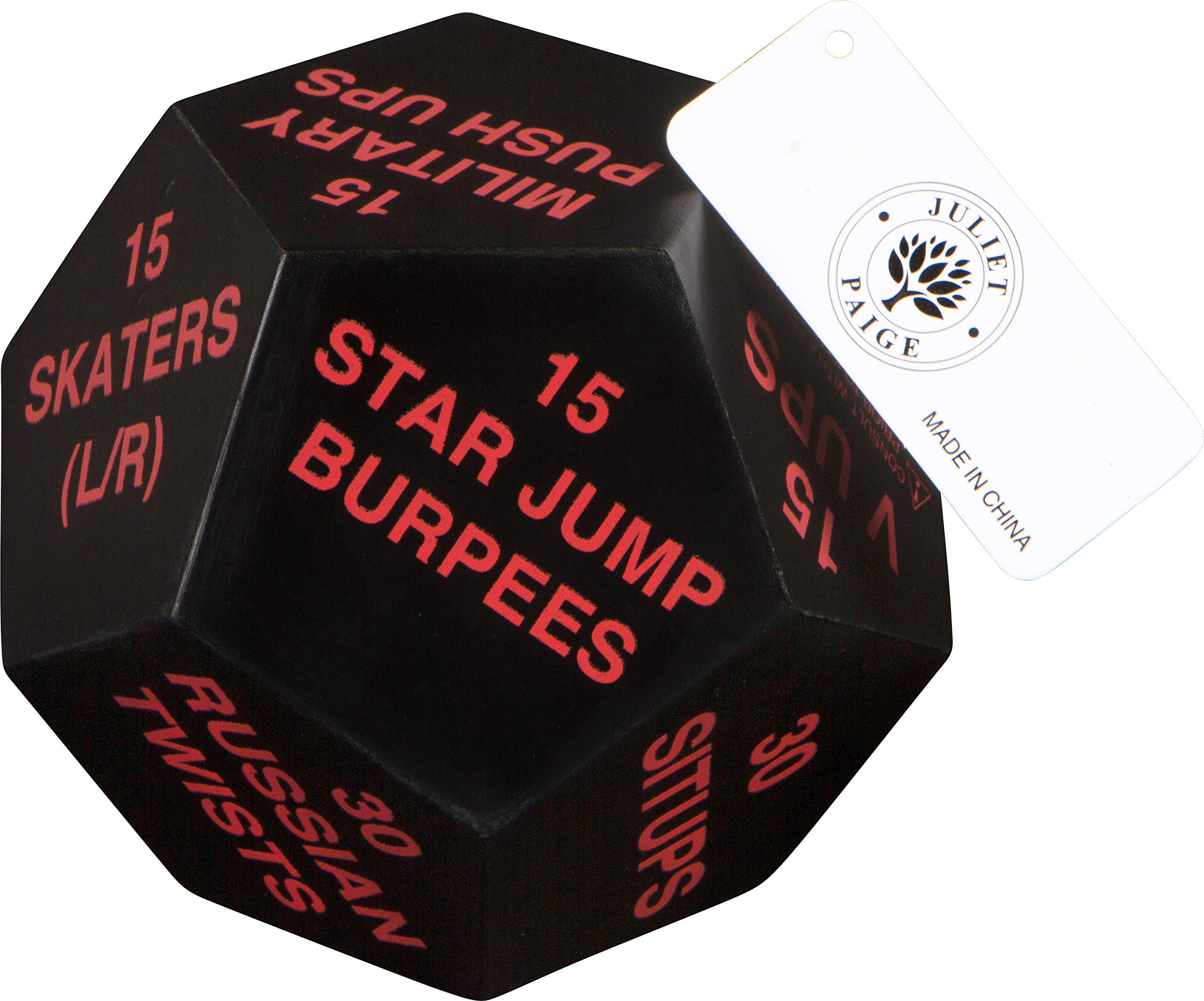 Exercise Dice for Fitness, Gym Workouts, WOD, Home Bodyweight HIIT, and Adult Sports Training - 4 Inches in Diameter - 12 Sided