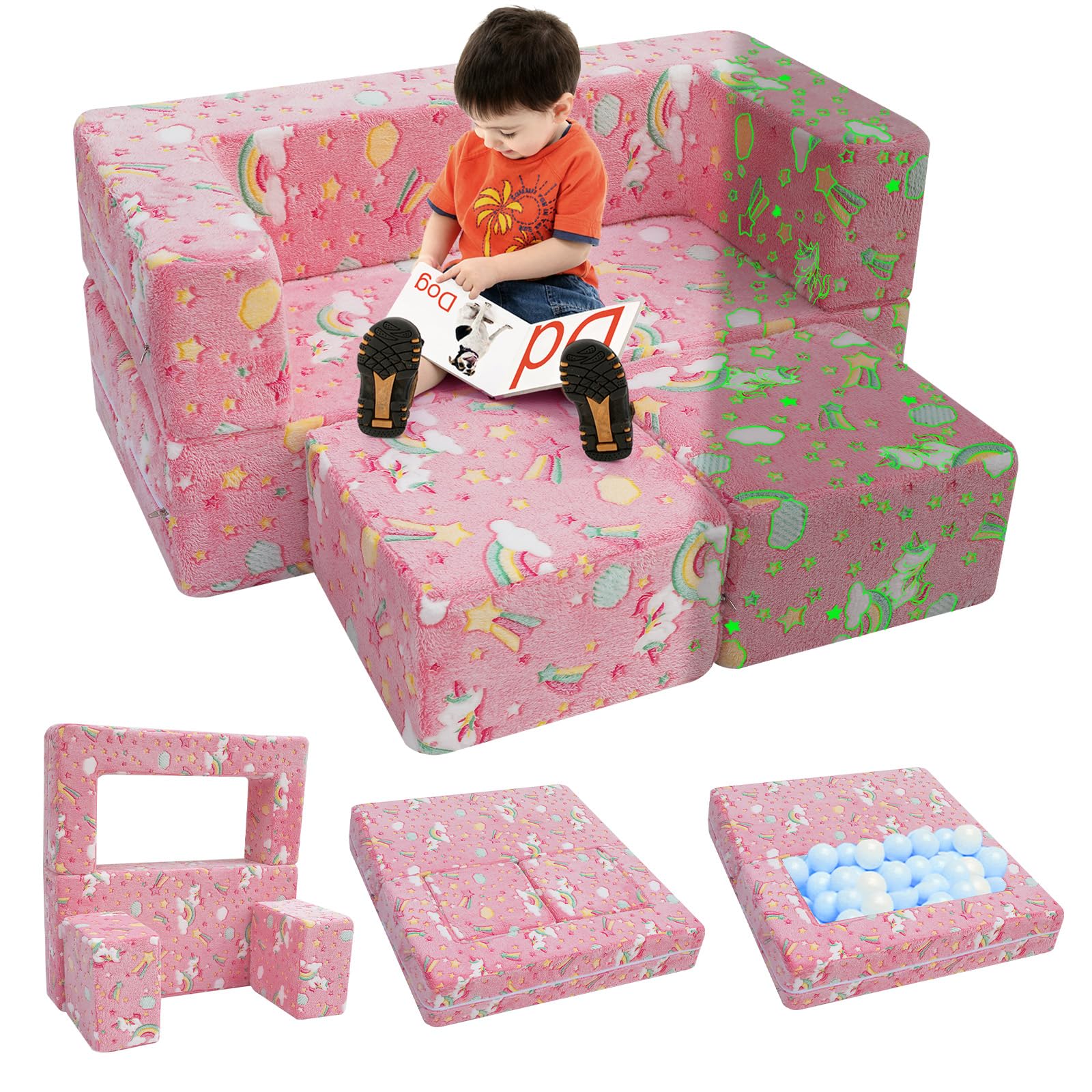 Canapé de jeu pour enfants MeMoreCool convertible et pliable