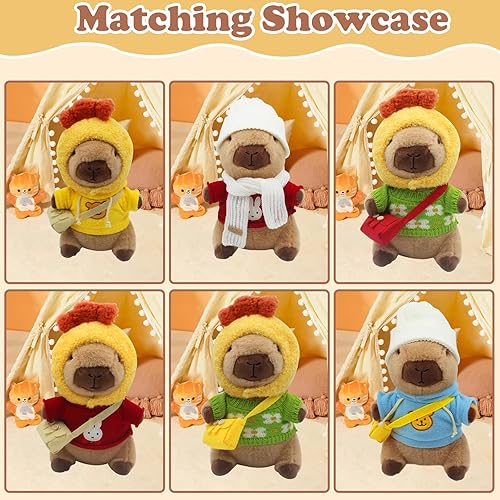Miniatura 4 de Capybara - Peluche con 10 piezas de ropa y accesorios, juguetes de peluche Capybara con trajes, incluyendo 10 juegos de ropa y accesorios, adecuado