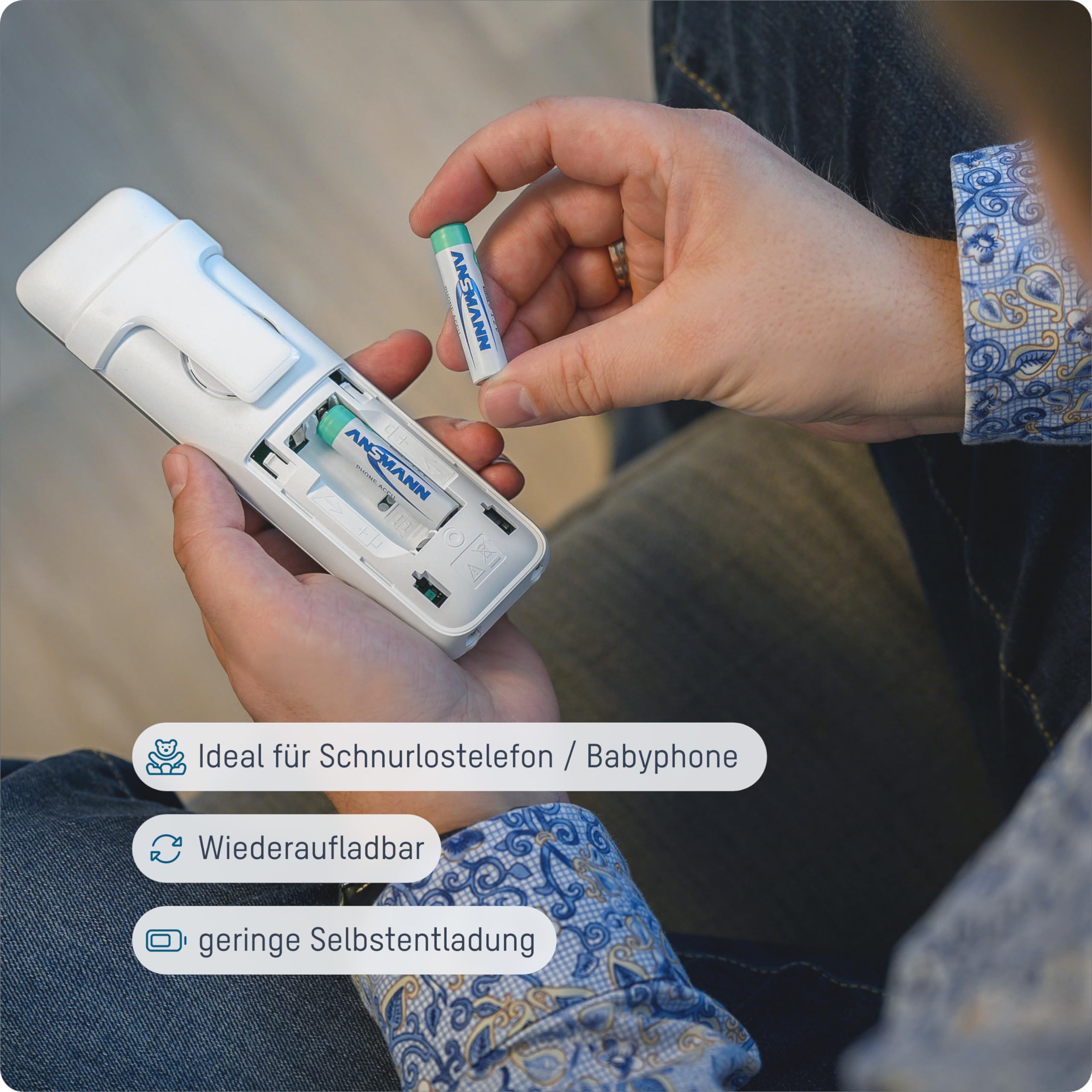 Ansmann 5030902 - MaxE, Powerful Pre-Charged Battery, DECT, Reduced Self-Discharge (800mAh, Mignon AA, 2 Units)