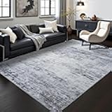 Toneed Abstract Area Rug Modern Washable Rug Soft Non Slip Rug Low Pile for Bedroom Living Room Dining Room Grey 4x6 Feet