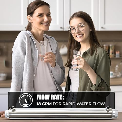 Miniatura 4 de Ozmosis Whole House Ultraviolet Water Purifier Filter  55W, 120V Stainless Steel UV Unit, 12" MNPT InletOutlet, 18 GPM, LED Ballast with O-Rings &