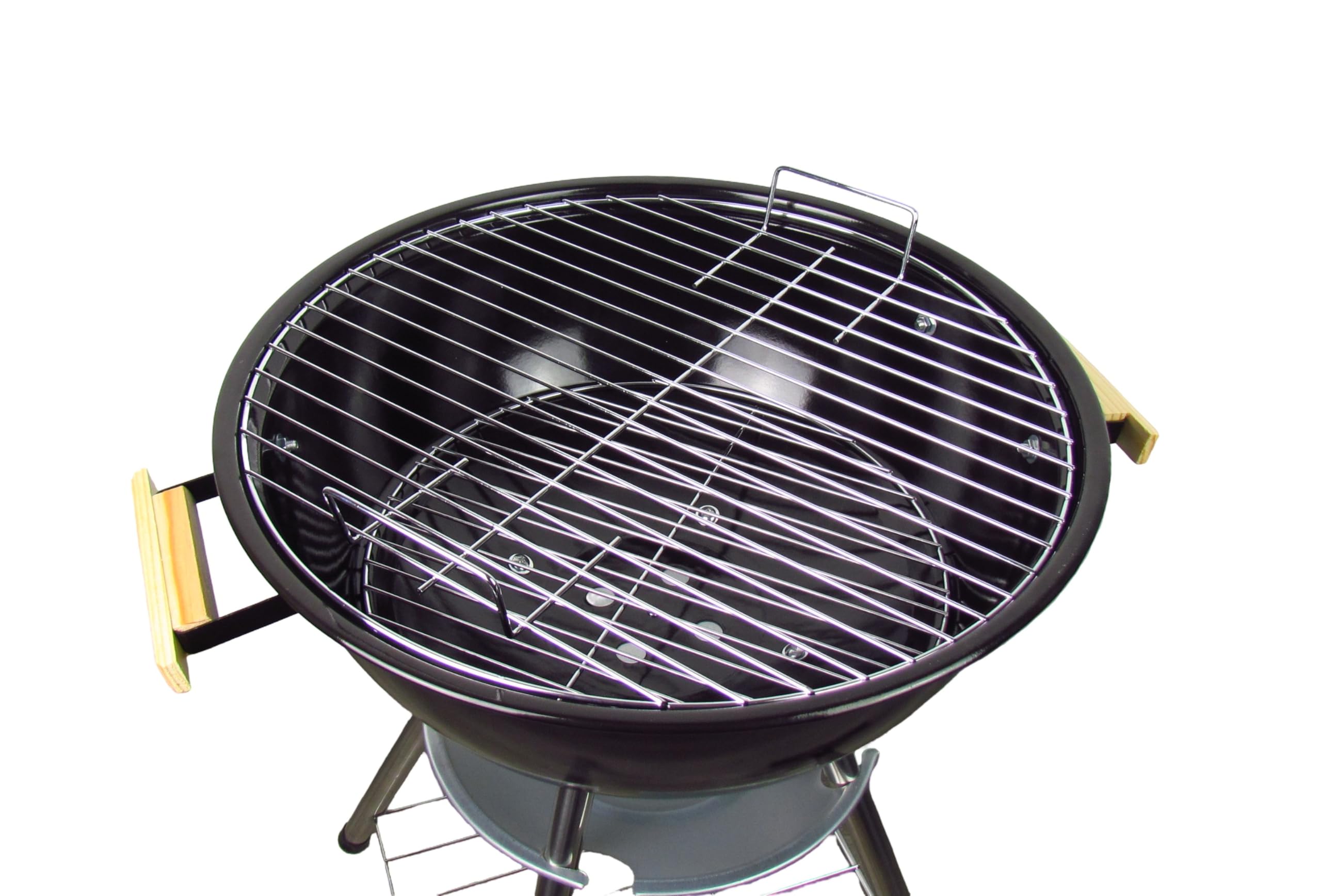 Kugelgrill Holzkohlegrill Ø 43 cm für Garten, Terrasse und Camping – mit Deckel, Holzgriffen & Zubehör optional (Grill einzeln)