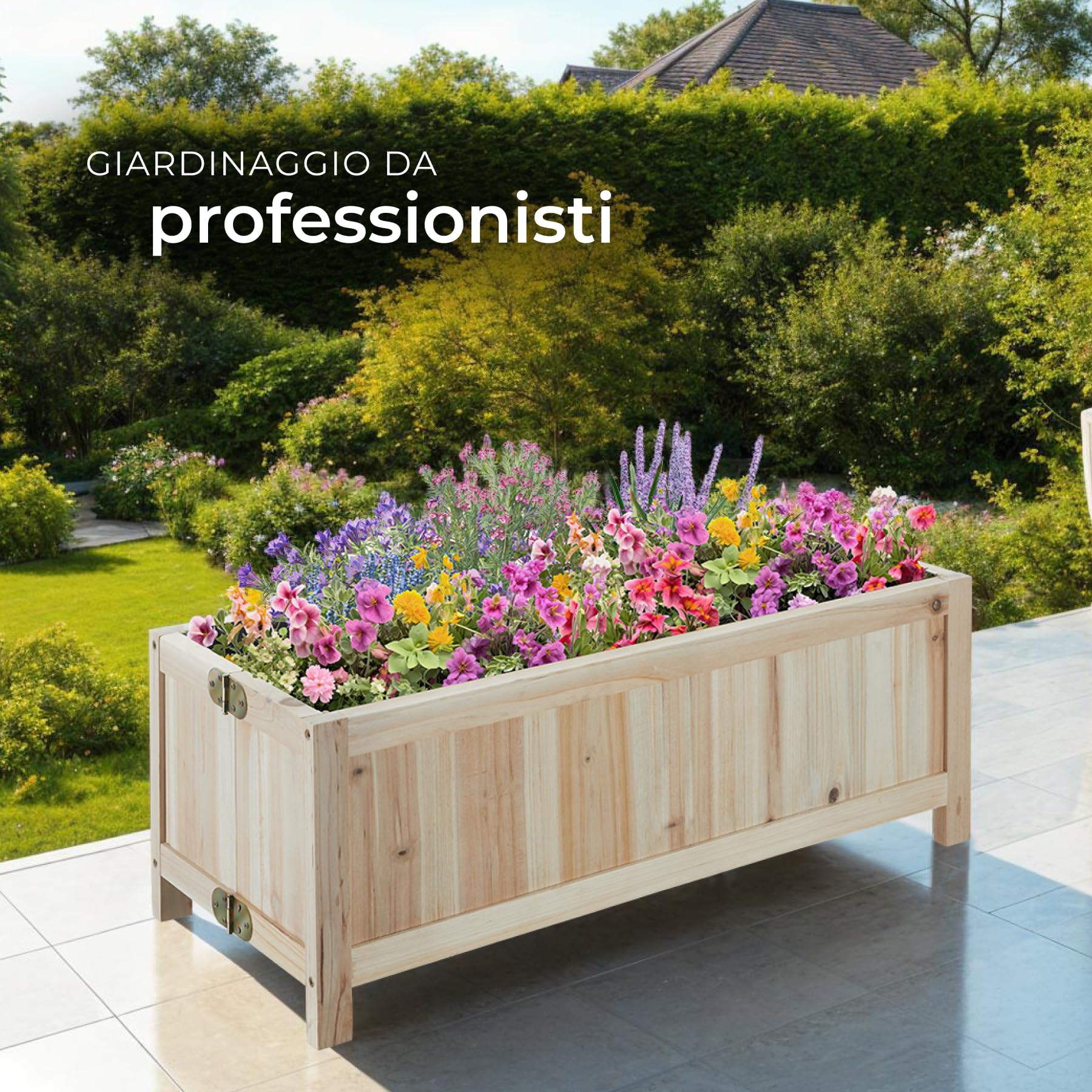 tectake® Cassone per Orto Rialzato, Legno di Abete, Pieghevole, 30l, con Pellicola Protettiva, per Verdure, Erbe Aromatiche e Fiori, per Giardino, Balcone e Terrazza, 70x30x25 cm