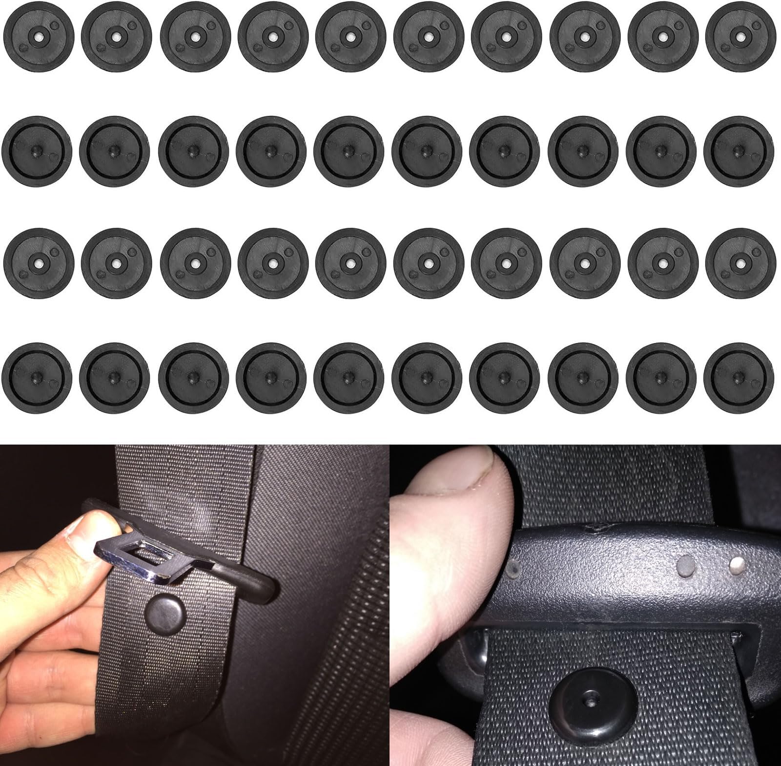 Lot De 4 Paires De Boutons D'arrêt De Ceinture De Sécurité Antidérapants Pratiques Pour Véhicule - Ajustement Universel - Pas De Soudure Nécessaire - Bouton D'arrêt De Ceinture De Sécurité (noir