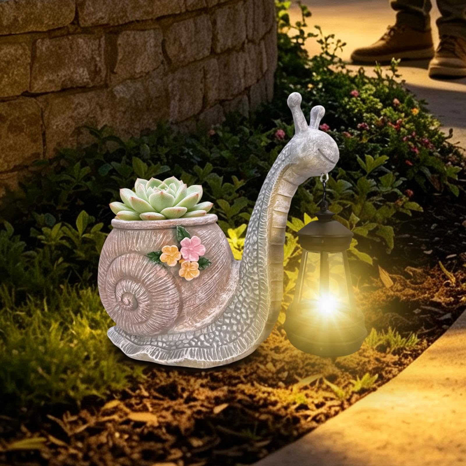 Fioriera Con Luce Solare Vaso per fiori in resina a forma di | Vasi da Fiori a Forma Animale Adatto per Esterno Porta d'Ingresso Patio Deck Scale Prato Giardino Terrazza