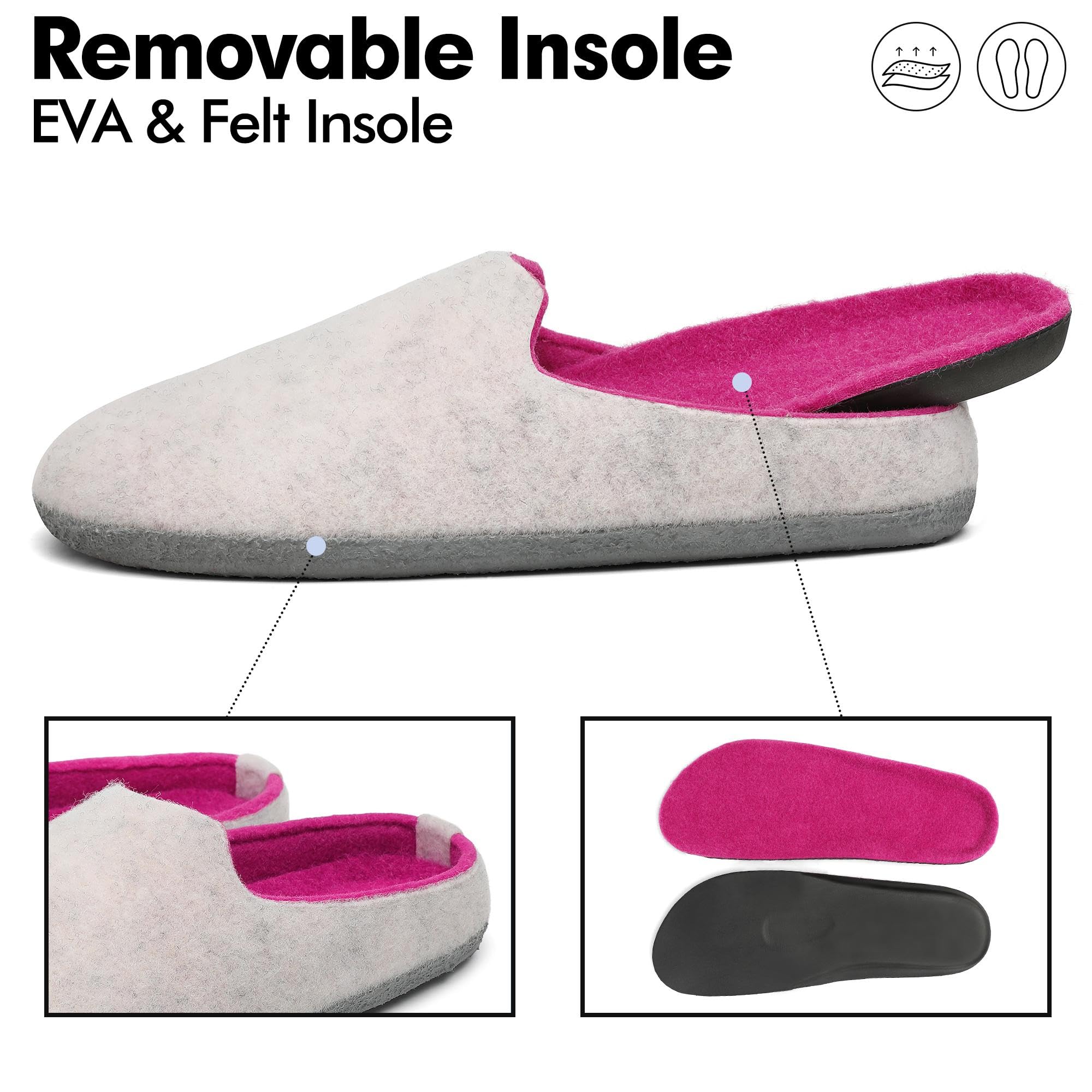 Mishansha Pantofole Feltro Invernali Ciabatte Casa Comode Scarpe da Casa per Uomo Donna Gr.36-48