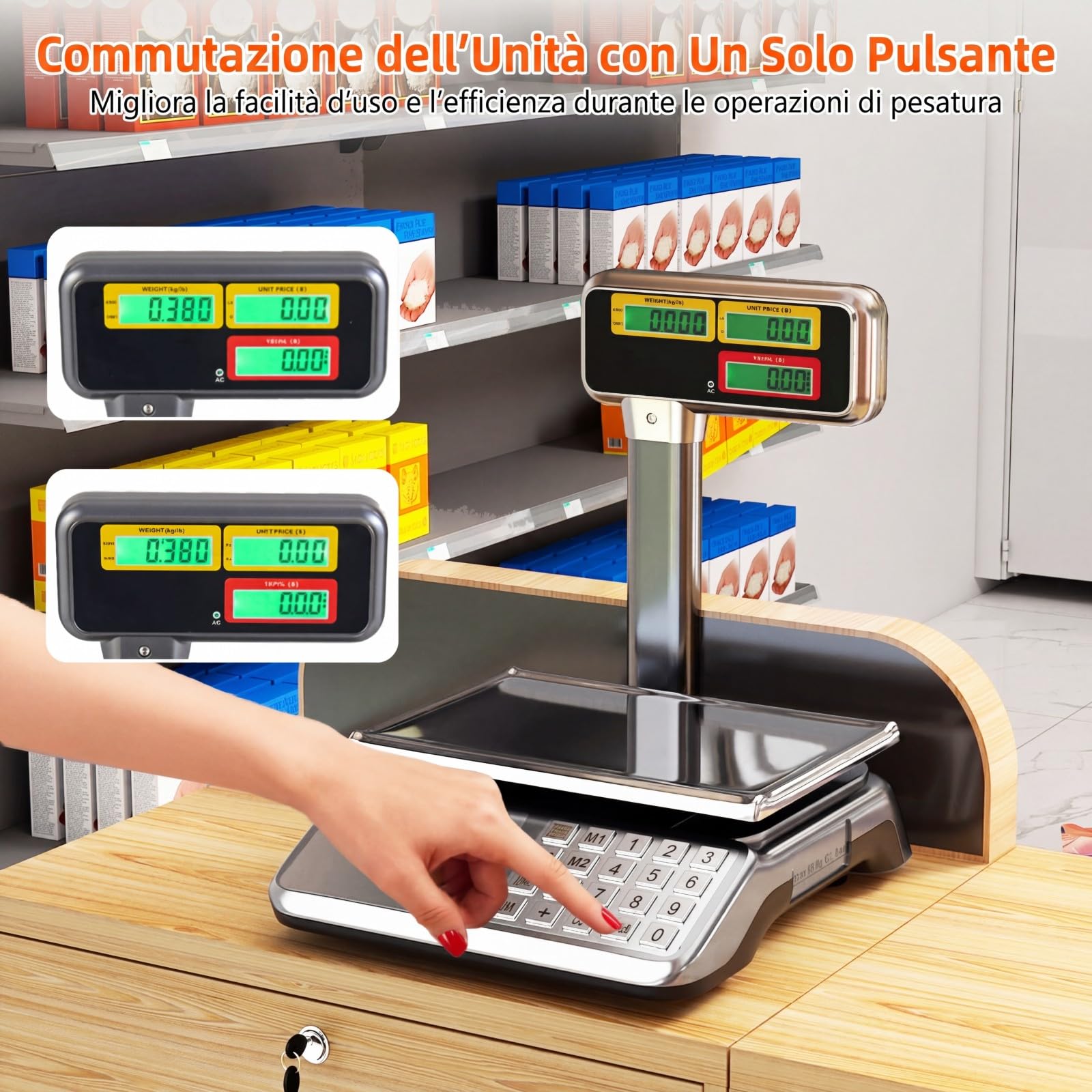 COSTWAY Bilancia Elettronica Professionale con Schermo LCD Retroilluminato | Bilancia da Banco Digitale con Unità Convertibili, Piedini Regolabili, per Mercato, Negozio e Macelleria, 43 x 33 x 41,5 cm