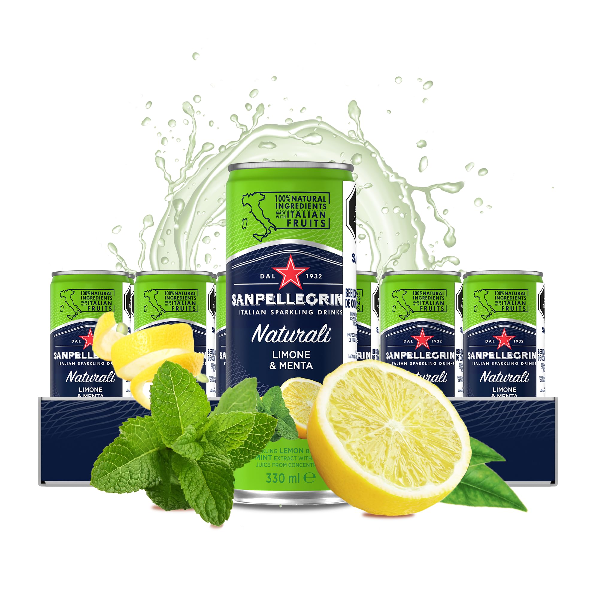 Tastefully Light Sparkling Drink 24x330ml (Limone E Menta - Lemon & Mint)