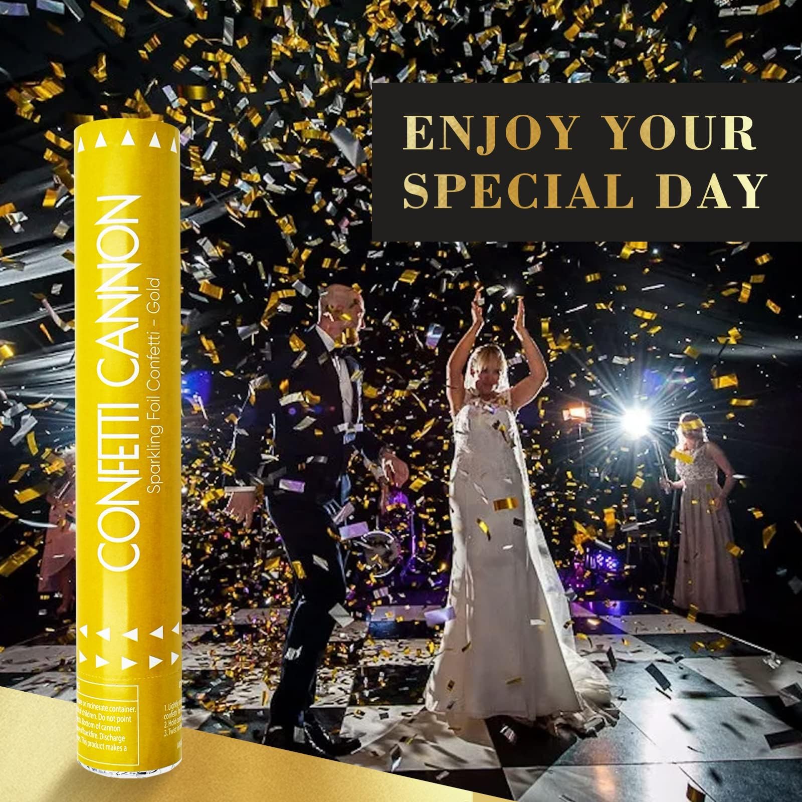 Konfettikanone, goldfarbene Konfetti-Popper, 30,5 cm, Luftschlangen, Kanone, Konfetti, goldene Party-Popper, Shooter, Großpackung für Hochzeit, Geburtstag, Abschlussfeier, Neujahrsfeier
