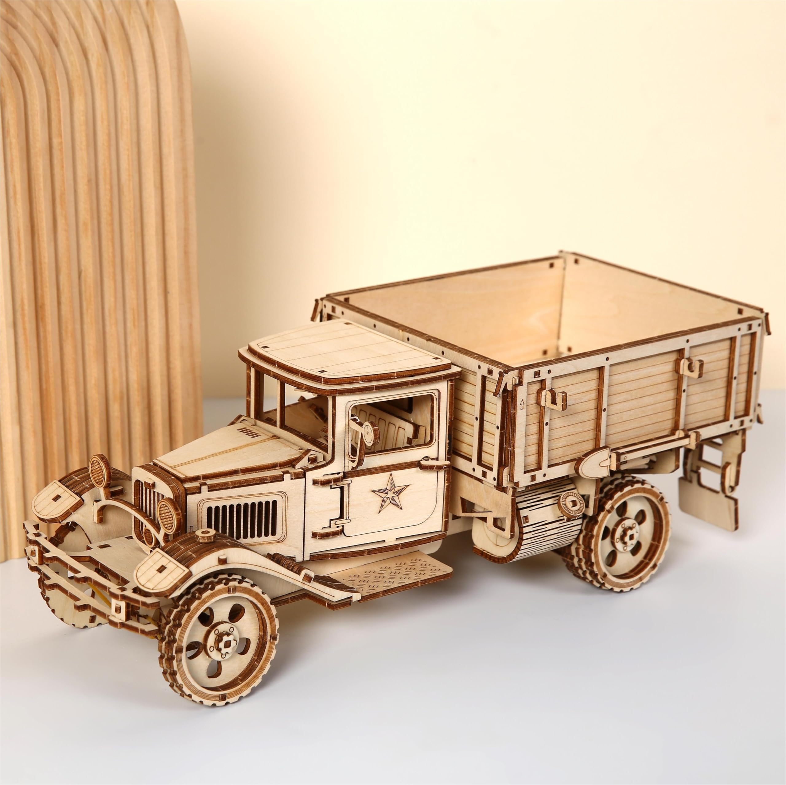Zestaw drewnianych puzzli 3D dla dorosłych, zestaw do samodzielnego montażu drewnianego modelu ciężarówki 3D, zestaw do samodzielnego montażu zabytkowego samochodu, 264 elementy