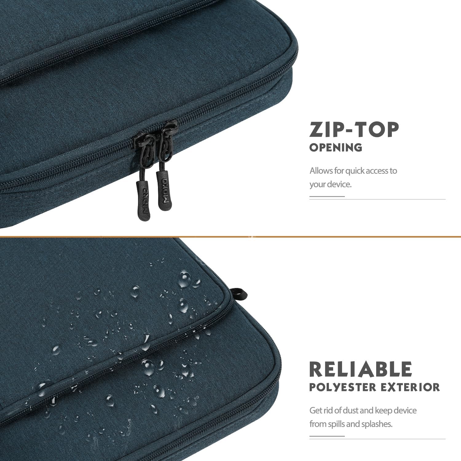 MoKo Laptop Sleeve Bag for 13.3-14 Inch, Notebook Carrying Case with Pocket Fits New MacBook Pro M3/M2 14" /13" M2/M1 Pro/M1 Max 14.2 2023-2021/Air 13.6" M2 2022, Surface Pro 9/8 13", Indigo - Image 5