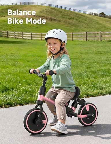 Miniatura 9 de besrey Bicicleta para niños de 1 a 3 años, triciclo para niños pequeños con rueda de repuesto, triciclo 5 en 1 para niños con mango de empuje,